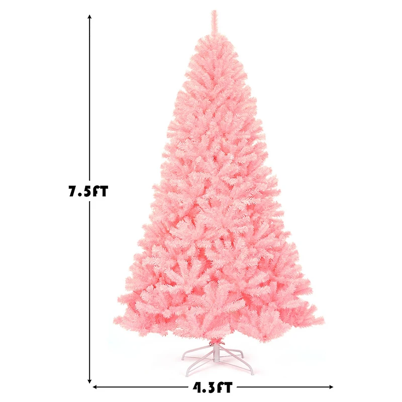 Costway 7.5ft. Unlit Pink Full Fir Artificial Christmas Tree