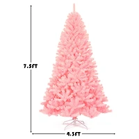 Costway 7.5ft. Unlit Pink Full Fir Artificial Christmas Tree