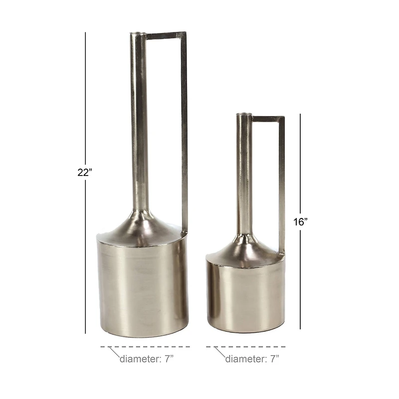 Silver Metal Glam Vase Set