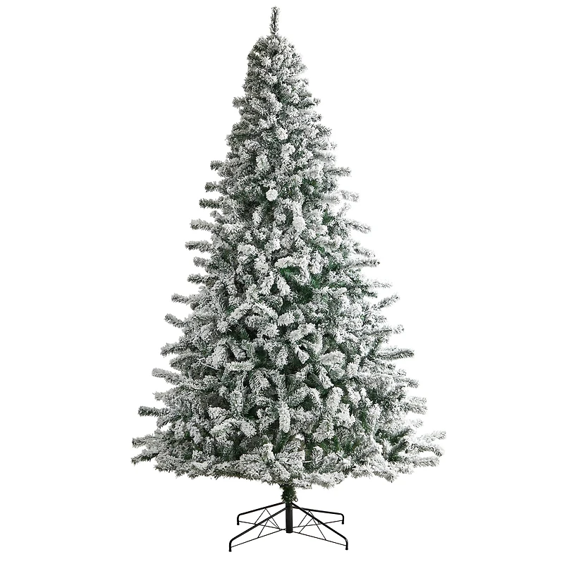 10ft. Pre-Lit Flocked Rock Springs Spruce Artificial Christmas Tree, Clear LED Lights