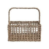 Hello Honey® Natural Handwoven Seagrass 6 Section Caddy with Handle