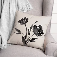Inky Budded Rose I 18" x 18" Throw Pillow
