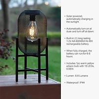 Glitzhome® 14" Metal Mesh Solar Powered Lantern with Stand
