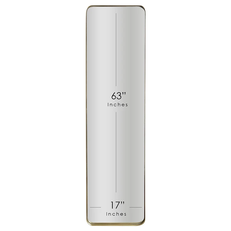 Gold Steel Freestanding Full Length Floor Mirror with Easel, 16" x 63"