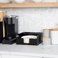 Mind Reader Foundation Collection Black Covered Plate Dispenser