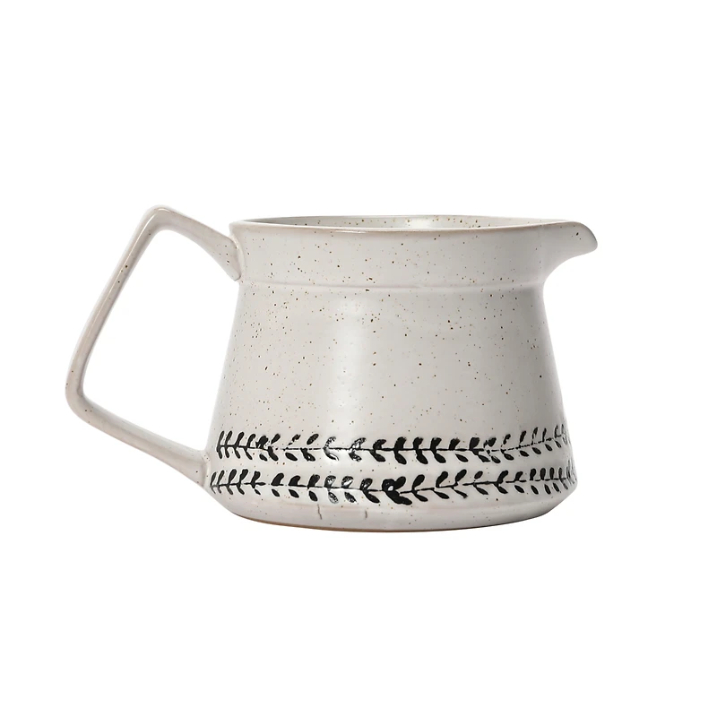 Hello Honey® 16oz. White & Black Debossed Pattern Reactive Glaze Stoneware Creamer