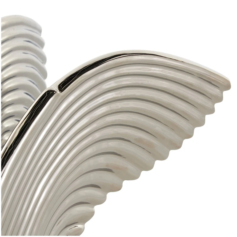 10.5" Ceramic Swan with Textured Grooves Sculpture