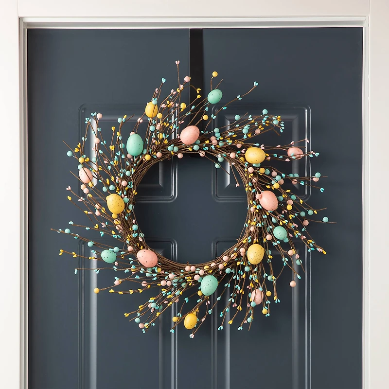 Glitzhome® 22" Pastel Easter Egg Wreath
