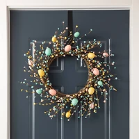 Glitzhome® 22" Pastel Easter Egg Wreath