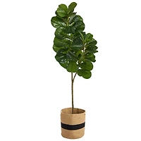 5.5ft. Fiddle Leaf Fig Artificial Tree in Handmade Natural Cotton Planter