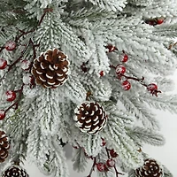 3ft. Unlit Flocked Stockhorn Fir Artificial Christmas Tree in Wooden Pot