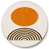 Designart - Abstract Minimal Orange Sun and Rainbow I