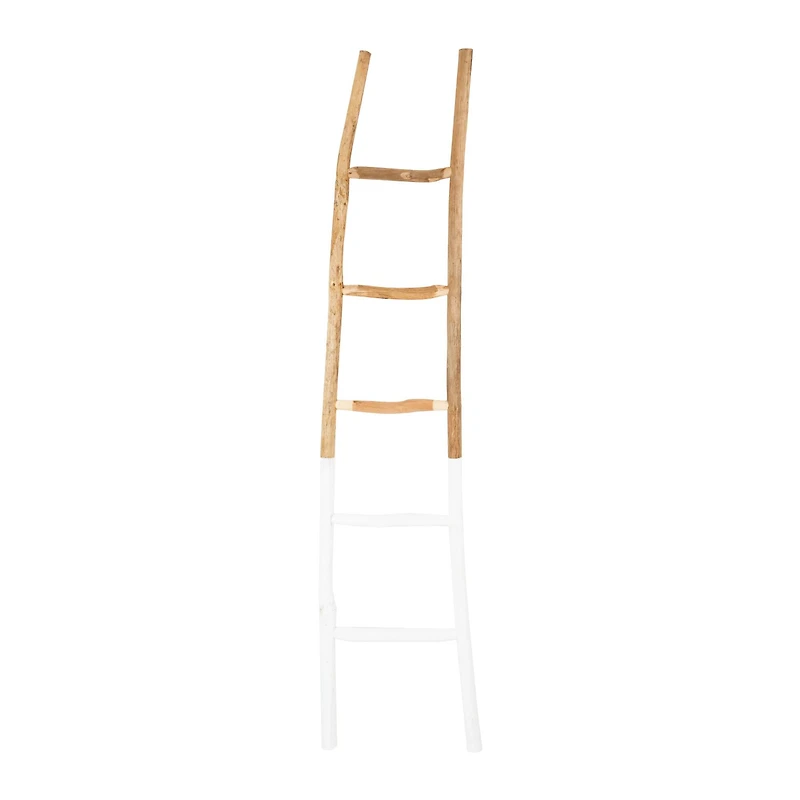 Hello Honey® 6ft. Natural & White Boho Wood Decorative Blanket Ladder