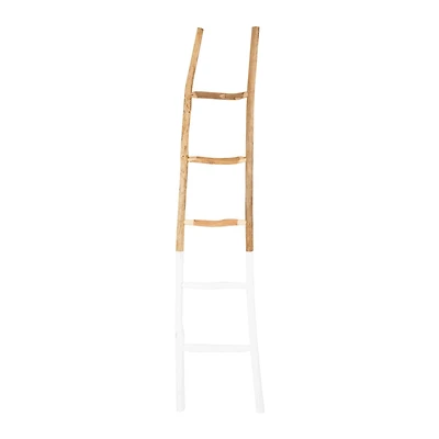 Hello Honey® 6ft. Natural & White Boho Wood Decorative Blanket Ladder
