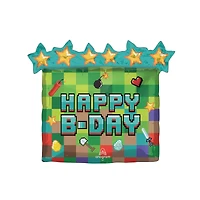 SuperShape® 25" Happy B-Day Pixel Foil Balloon
