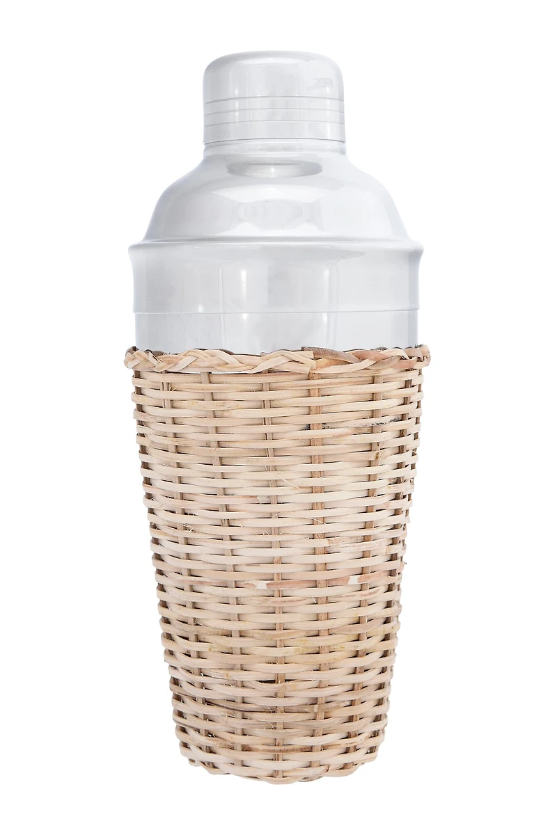 Hello Honey® 17 oz. Stainless Steel Cocktail Shaker with Woven Rattan Sleeve