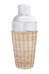 Hello Honey® 17 oz. Stainless Steel Cocktail Shaker with Woven Rattan Sleeve