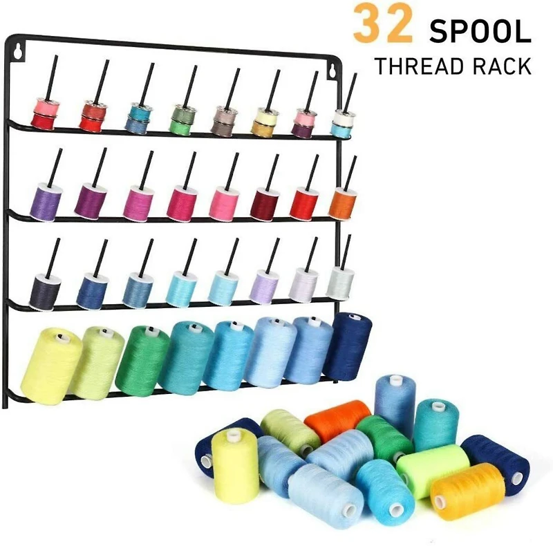 NEX™ Black 32-Spool Wall-Mounted Metal Sewing Thread Rack