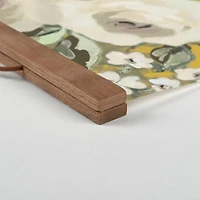 Yellow Floral Teak Hanging Canvas 