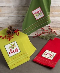 DII® Assorted Holiday Greetings Embellished Dishtowel Set
