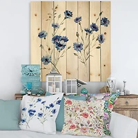 Designart - Blue Cornflowers With Green Leaves III