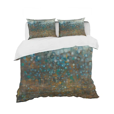 Designart 'Blue and Bronze Dots' Geometric Bedding Set