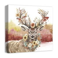 Ornate Autumn Deer 16" x 16" Canvas Wall Art