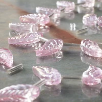 Pink Glass Leaf Beads, 18mm by Bead Landing™