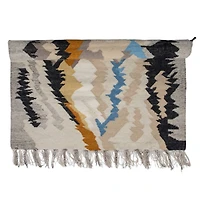 Hello Honey® 4ft. x 6ft. Multicolor Woven Wool & Cotton Blend Kilim Rug with Fringe