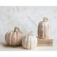 Hello Honey® 5" Hand-Carved Paulownia Wood Pumpkin