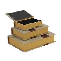 Beige & Brown Traditional Rectangular Wooden Book Set