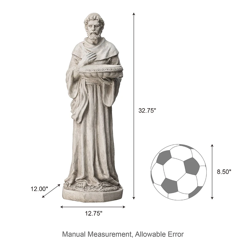 Glitzhome® 32.75" St. Francis Garden Statue with Bird Feeder