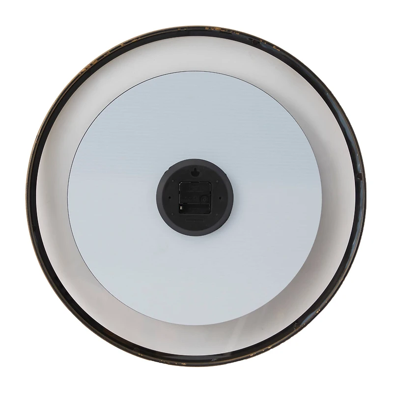 24" Black Metal Wall Clock with Gold Accents