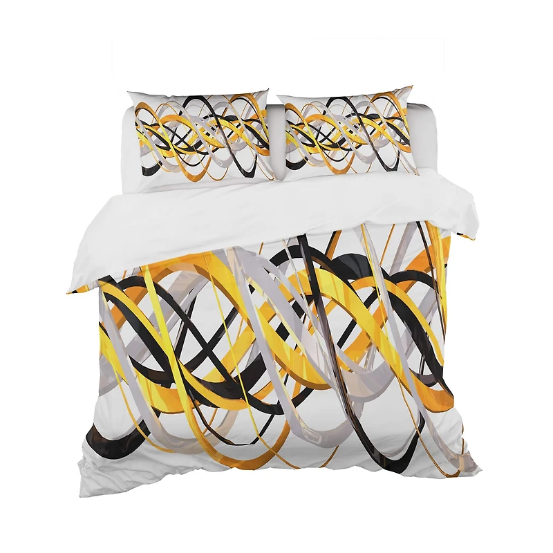 Designart 'Gold and Silver Helix' Modern & Contemporary Bedding Set
