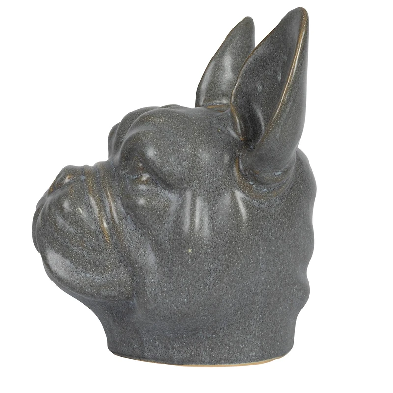 Hello Honey® 8.5" Gray Reactive Glaze Stoneware French Bulldog Head Vase