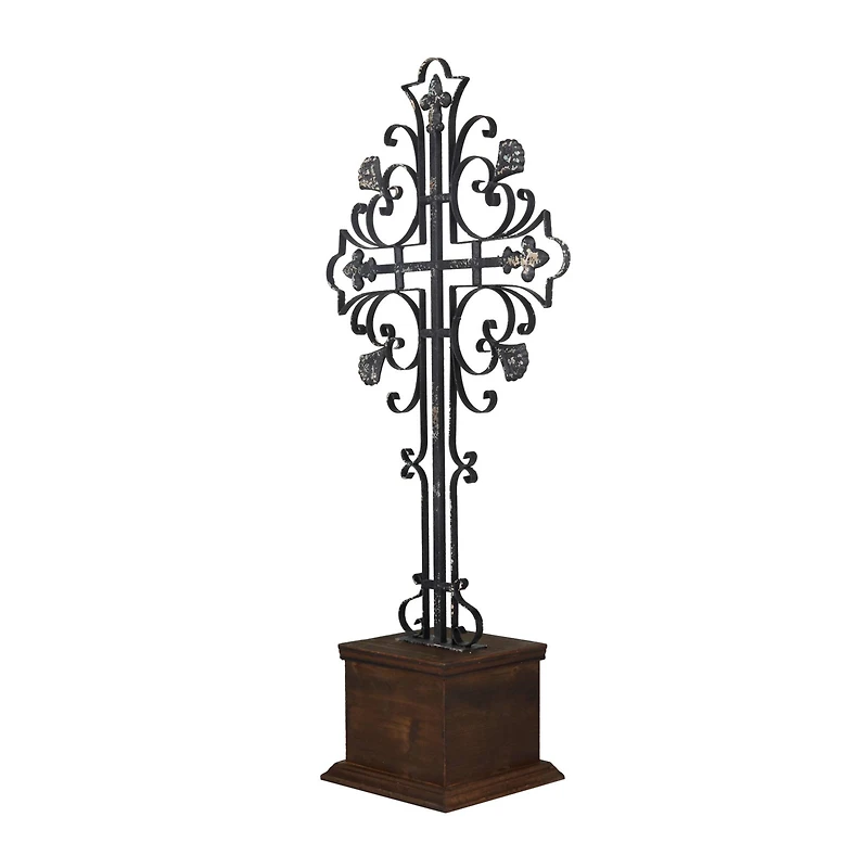 31" Black Iron French Country Cross
