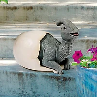 Design Toscano 13" Prehistoric Parasaurolophus Dinosaur Egg Hatchling Garden Statue