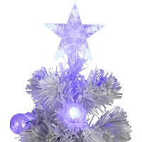 4ft. Pre-Lit Medium White Iridescent Fiber Optic Artificial Christmas Tree with Blue LED Lights