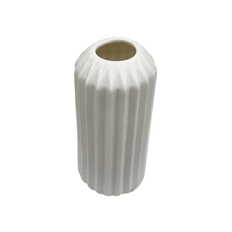 8 Pack: 9" White Geometric Ceramic Vase by Ashland®