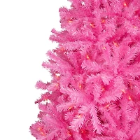 7ft. Pre-Lit Medium Pink Pine Artificial Christmas Tree, Clear Lights