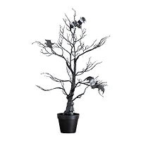 2ft. Pre-Lit Artificial Halloween Black Spooky Twig Tree with Bats and 40 Orange & Purple LED Lights