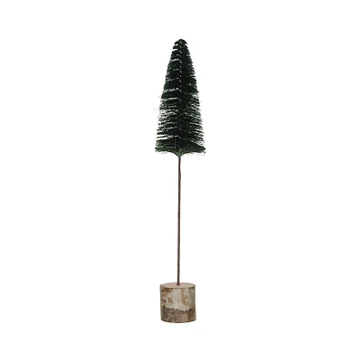 Hello Honey® 15" Green Sisal Bottle Brush Tree with Wood Base & Glitter Stars