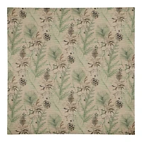 Pine Cones & Greenery on Brown Cotton Twill Napkin