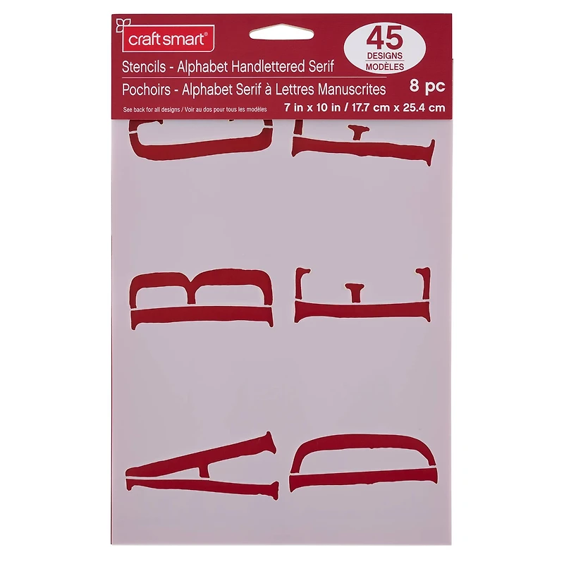 Alphabet Handlettered Serif Stencils, 7" x 10" by Craft Smart®