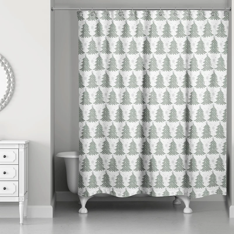 Ornate Christmas Tree Pattern 71" x 74" Shower Curtain