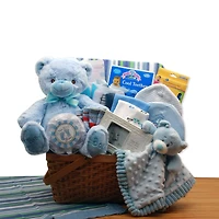 My First Teddy Bear New Baby Boy Gift Basket