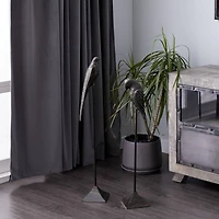 Set of 2 Black Aluminum Traditional Bird Sculpture, 29", 35"