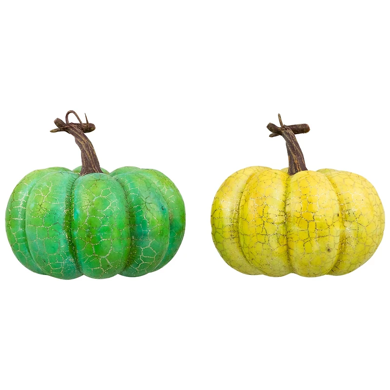 5" Green Fall Harvest Tabletop Pumpkins Set