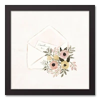 Romantic Floral Letter 12" x 12" Black Framed Canvas