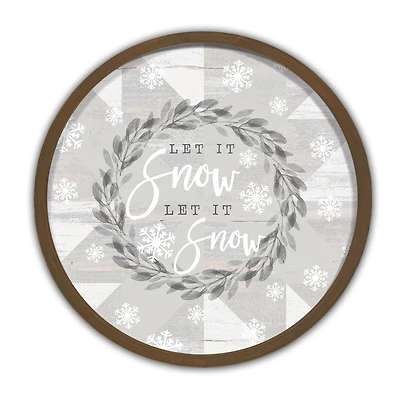 Let it Snow Let it Snow Round Brown Framed Print Wall Art